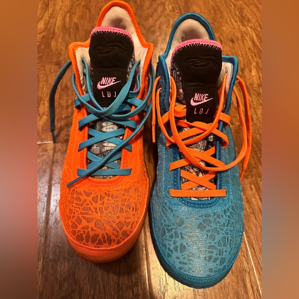 Nike LeBron NXXT Basketball Shoes Sneakers Blue Orange Barely Worn LBJ - Picture 3 of 6